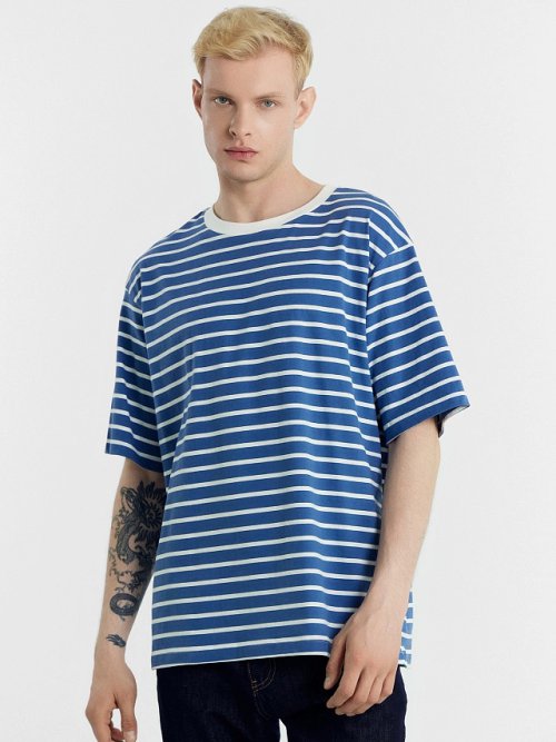 Футболка мужская в сине-белую полоску, фото 1 из 5