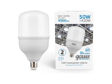 Светодиодная лампочка Gauss Elementary T140 E27 50W  6500K 63235
