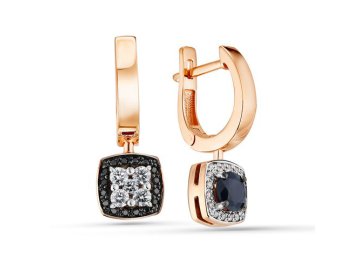 Серьги трансформеры Era Jewelry, красное золото 585 проба, вставка бриллиант