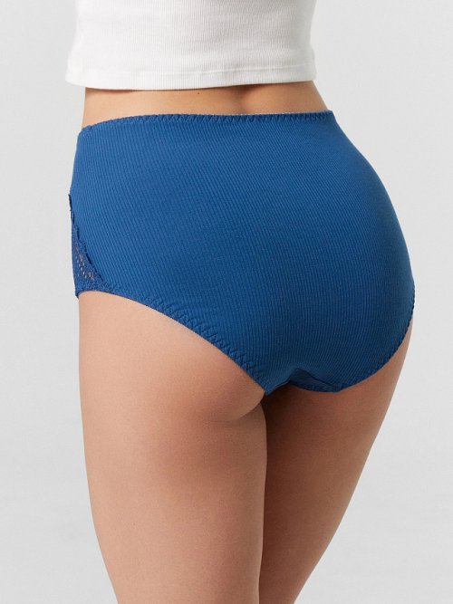 ТРУСЫ ЖЕНСКИЕ СИНИЕ С КРУЖЕВНЫМИ ВСТАВКАМИ, фото 4 из 24