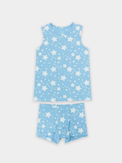 Комплект для мальчиков (майка, трусы) синий со звездами, фото 1 из 12
