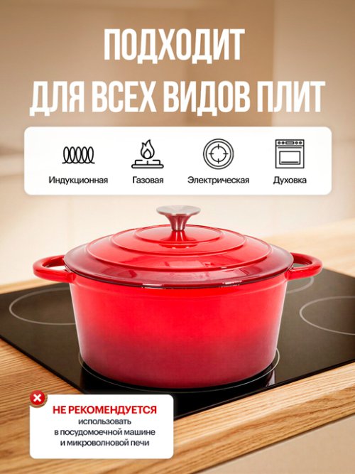 Кокот чугунный эмалированный Potty Max 5L, фото 5 из 12