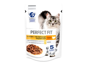 Корм д/кошек конс Perfect Fit С индейкой в соусе с чувств пищев 75 г