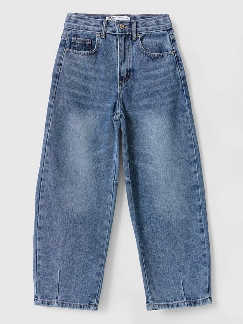 Джинсы для девочек barrel fit синие, фото 4 из 10