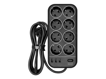 Сетевой фильтр Powercom SP-08 USB03AB 3,0М 3м (8 розеток) черный