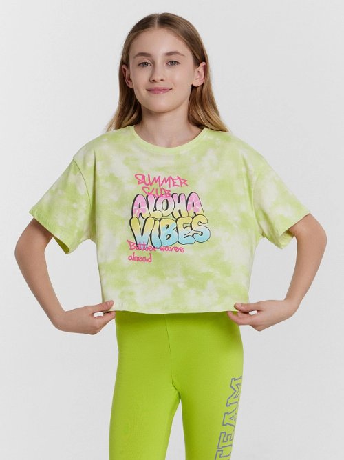 Футболка для девочек с надписью "Aloha vibes", фото 2 из 20
