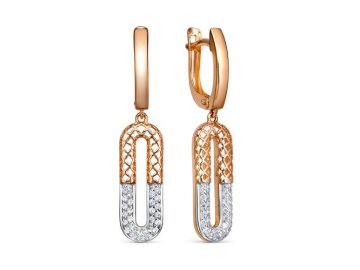 Серьги длинные 7 Карат, красное золото 585 проба, вставка фианит