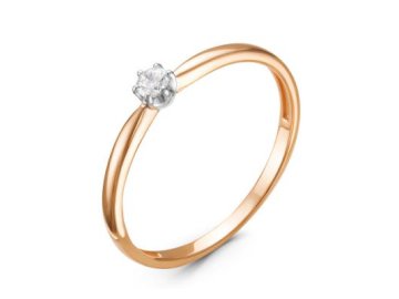 Кольцо помолвочное Diamond Union, красное золото 585 проба, вставка бриллиант