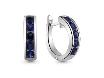 Серьги с английским замком Aquamarine, белое золото 585 проба, вставка сапфир