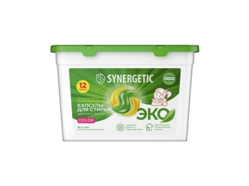 Капсулы д/стирки биораз гипоалерг концентр SYNERGETIC Color 12 шт