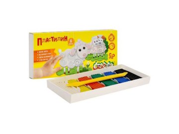 Пластилин детский КАЛЯКА-МАЛЯКА классический 6 цветов со стеком, арт. ПКМ06
