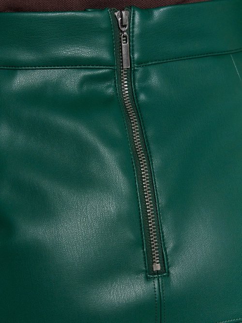 Юбка женская зеленая кожаная, фото 5 из 6