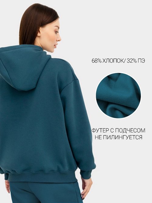 Худи женское в бирюзовом оттенке, фото 2 из 24