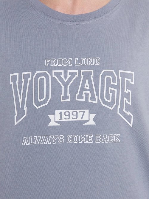 Футболка мужская серая с надписью "Voyage", фото 5 из 14