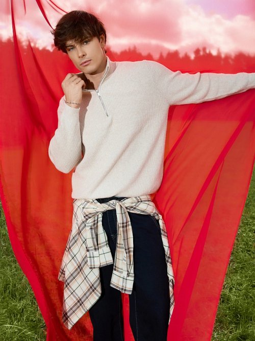 Джемпер на молнии мужской бежевый, фото 1 из 9