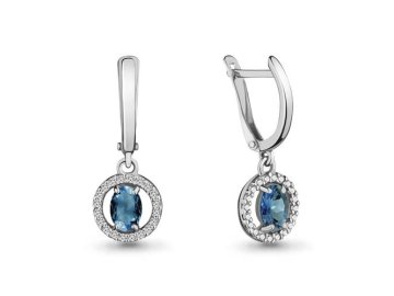 Серьги длинные Aquamarine, серебро 925 проба, вставка фианит