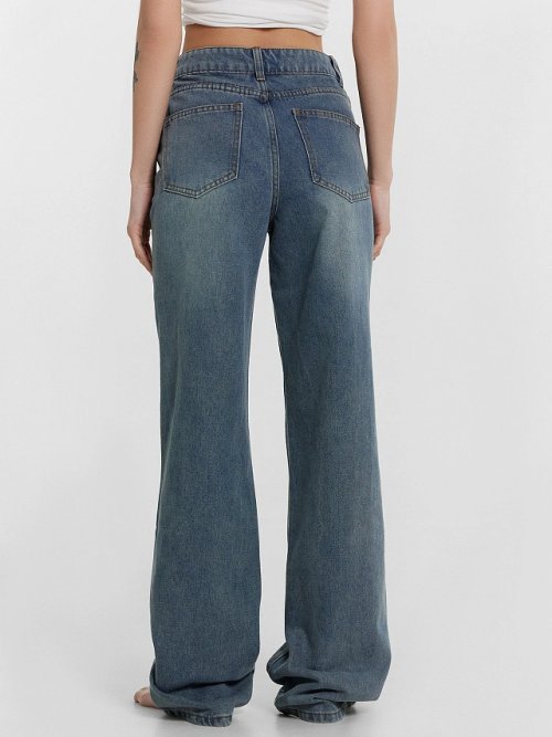 Джинсы женские синие с эффектом выцветания, фото 4 из 6