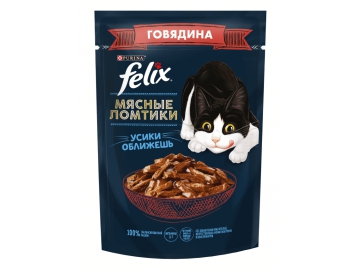 Пауч Purina Felix Мясные ломтики, для взрослых кошек, с говядиной, 75 г Зообазар