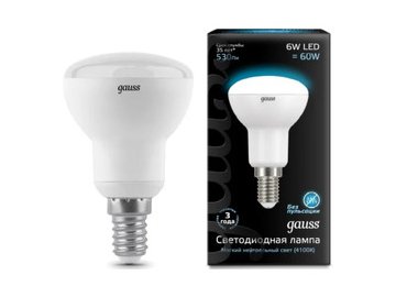 Лампа Gauss R50 6W 530lm 4100K Е14 LED 1/10/100