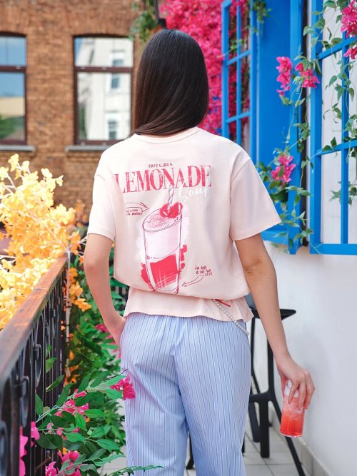 Футболка женская розовая с принтом "Lemonade", фото 1 из 35