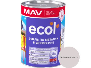 Эмаль ECOL по металлу и древесине (ПФ-115) слоновая кость глянцевая  1,0л (0,9 кг)