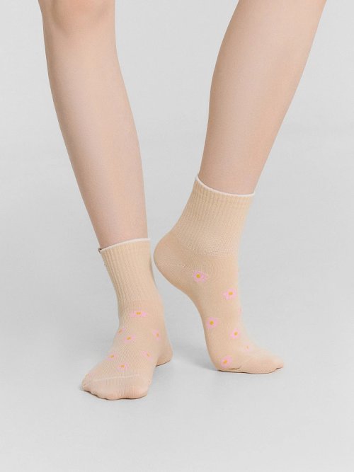 Носки женские бежевые с мишкой, фото 2 из 6