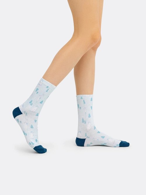 Носки женские белые с рисунком в виде медведей, фото 1 из 4