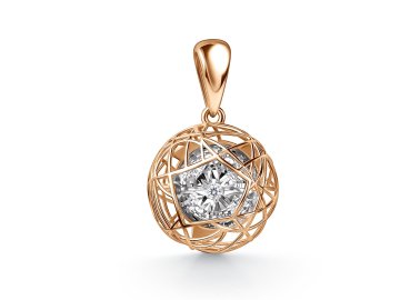 Подвеска декоративная Grigoriev, красное золото 585 проба, вставка бриллиант