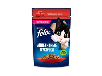 Корм д/кошек Феликс говядина кусочки в желе 75 г