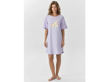 Сорочка ночная женская лиловая с принтом
