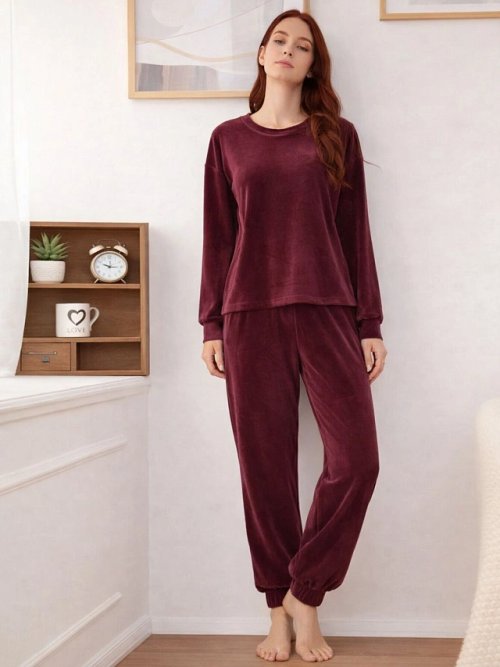 Комплект женский бордовый велюровый, фото 1 из 18