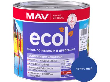 Эмаль ECOL по металлу и древесине (ПФ-115) ярко-синяя глянцевая  2,4л (2 кг)