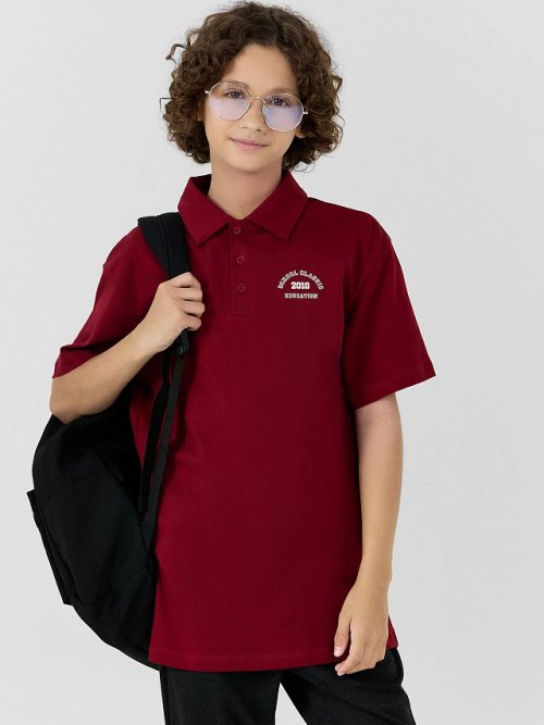 Поло для мальчиков бордовое, фото 5 из 10