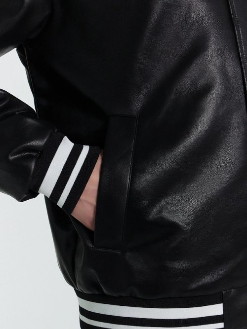 Бомбер мужской кожаный черный, фото 6 из 6