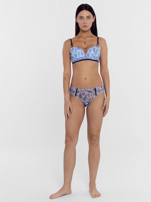 Трусы женские слипы голубые с россыпью листиков, фото 3 из 18