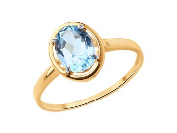 Кольцо декоративное Diamant, красное золото 585 проба, вставка топаз