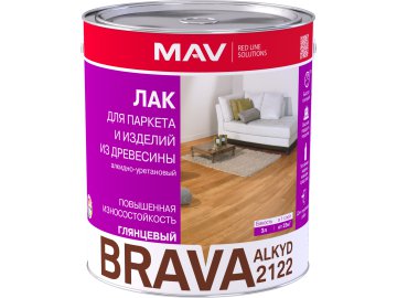 Лак BRAVA ALKYD 2122 для паркета и изделий из древесины (АУ-2122) бесцветный глянцевый 3л (2,3 кг)