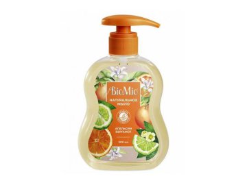 Мыло жидкое BIOMIO Natural Liquid Soap натуральное с эфирными маслами апельсина и бергамота, 300 мл Мила