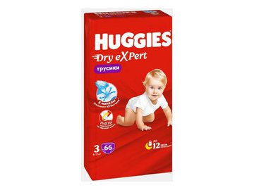 Детские трусики-подгузники Huggies Dry Expert Mega 3 (6-11кг), 66 шт