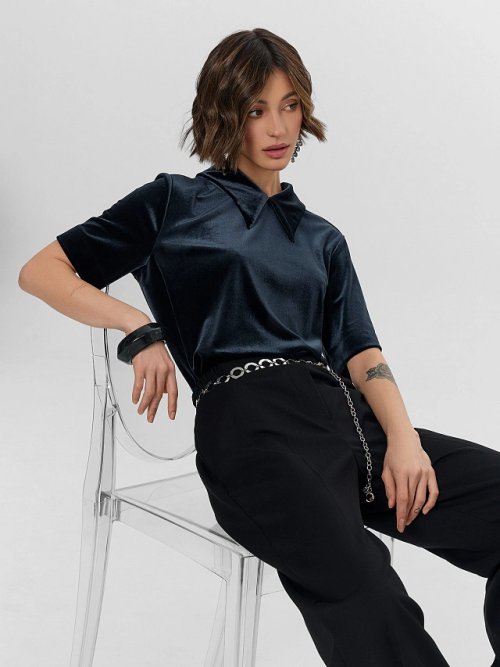 Поло велюровое женское черное, фото 6 из 6