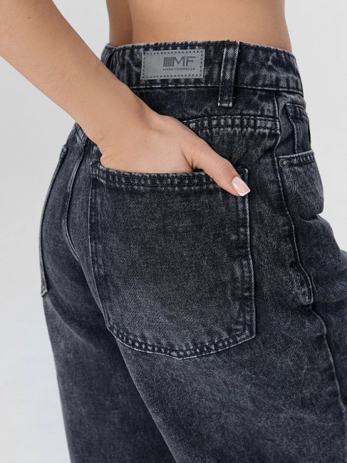 Джинсы женские baggy leg серые со средней посадкой, фото 6 из 14