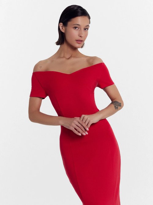 Платье женское в красно-алом цвете, фото 4 из 5