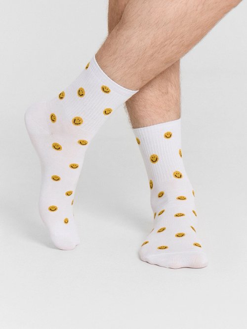 Носки мужские белые со смайликами, фото 3 из 18