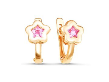Серьги детские Иллада, красное золото 585 проба, вставка фианит