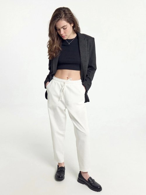 Брюки багги женские белые с высокой посадкой, фото 3 из 7