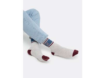 Высокие мужские носки в оттенке "серый меланж" с цветными вставками Марк Формель