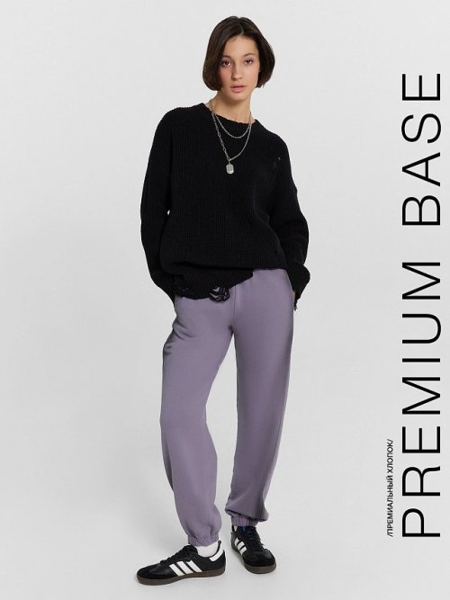 Брюки джоггеры женские серые с обработкой эйсид, фото 1 из 5