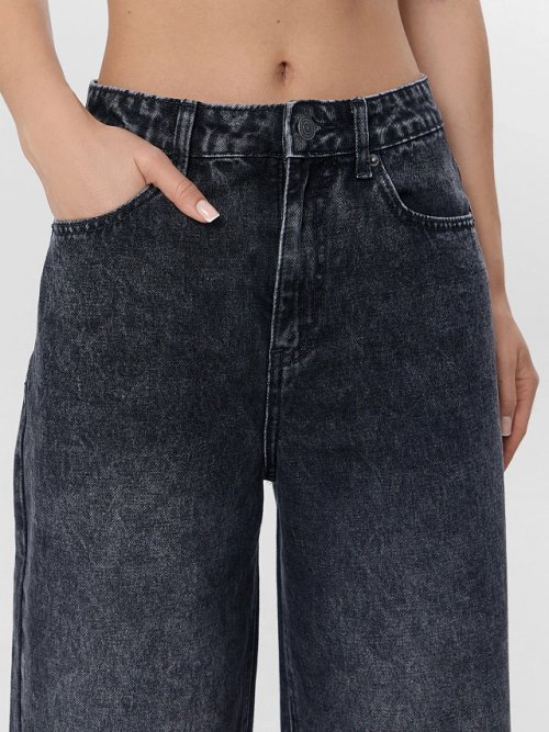 Джинсы женские baggy leg серые со средней посадкой, фото 5 из 14