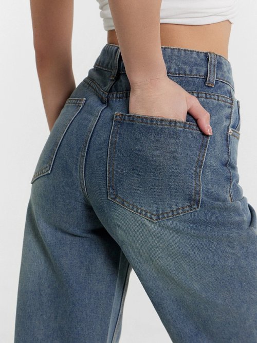 Джинсы женские синие с эффектом выцветания, фото 6 из 6