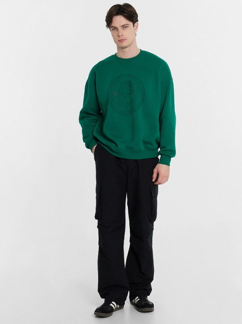 Свитшот мужской зеленый с новогодним принтом, фото 3 из 5